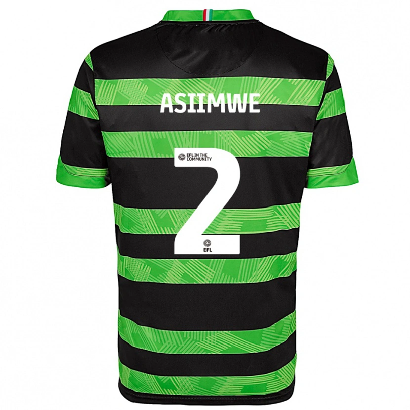 Danxen Uomo Maglia Nathan Asiimwe #2 Nero Verde Kit Gara Away 2025/26 Maglietta