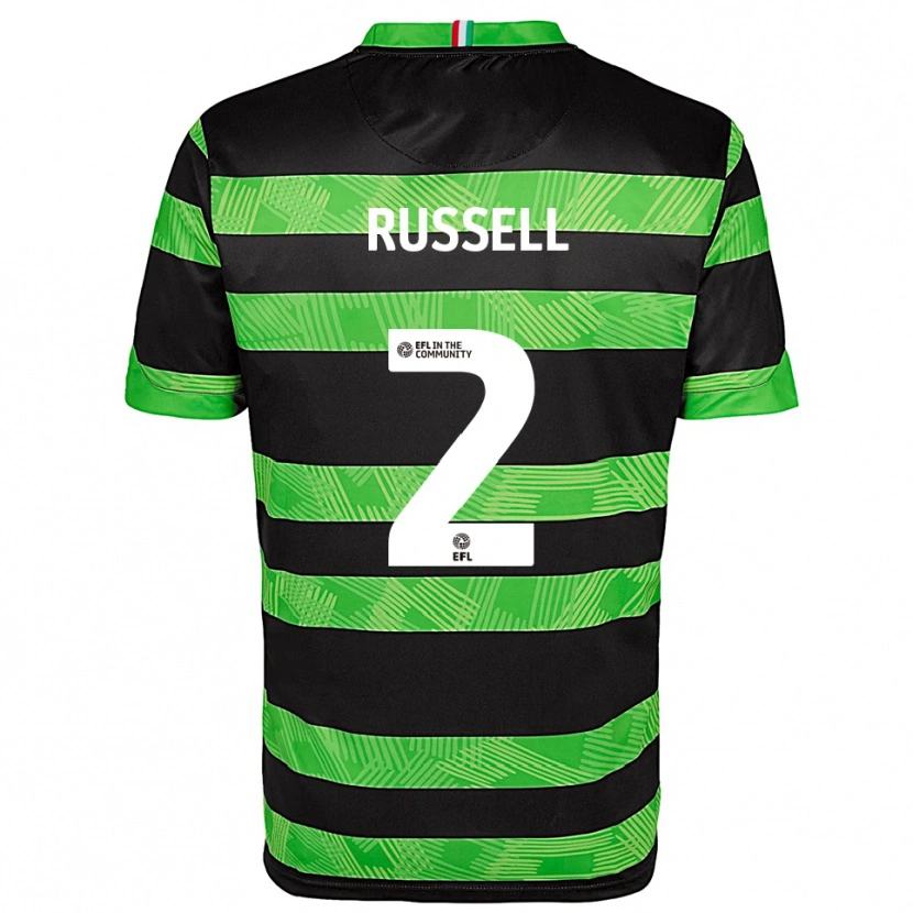 Danxen Uomo Maglia Rosie Russell #2 Nero Verde Kit Gara Away 2025/26 Maglietta