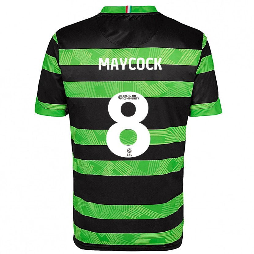Danxen Uomo Maglia Callum Maycock #8 Nero Verde Kit Gara Away 2025/26 Maglietta