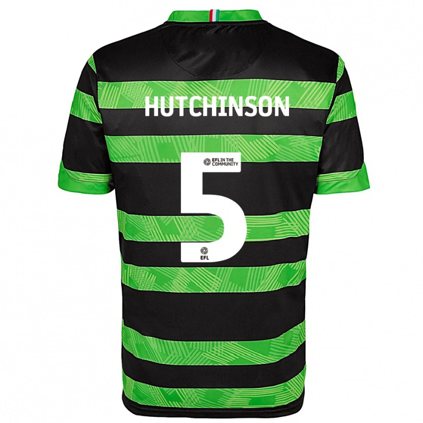 Danxen Uomo Maglia Sam Hutchinson #5 Nero Verde Kit Gara Away 2025/26 Maglietta