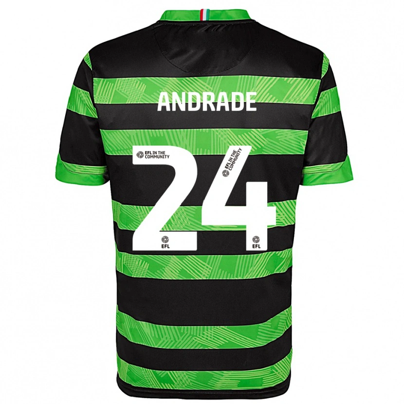 Danxen Uomo Maglia Eduarda Andrade #24 Nero Verde Kit Gara Away 2025/26 Maglietta
