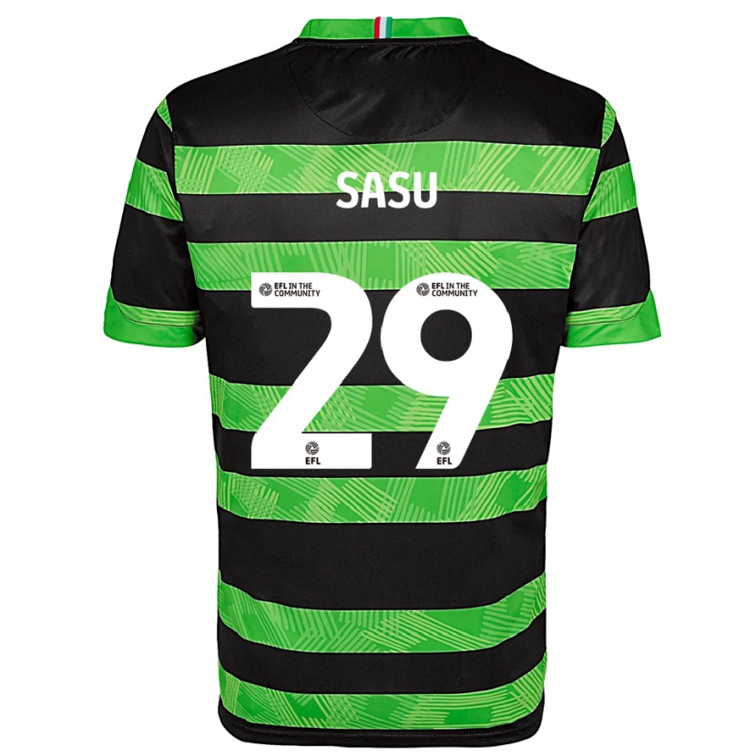 Danxen Uomo Maglia Aron Sasu #29 Nero Verde Kit Gara Away 2025/26 Maglietta