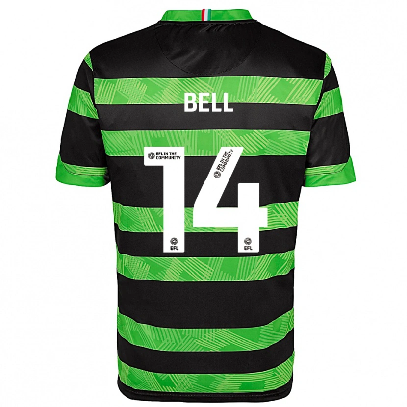 Danxen Uomo Maglia Leanne Bell #14 Nero Verde Kit Gara Away 2025/26 Maglietta