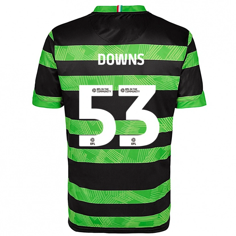 Danxen Uomo Maglia Oliver Downs #53 Nero Verde Kit Gara Away 2025/26 Maglietta