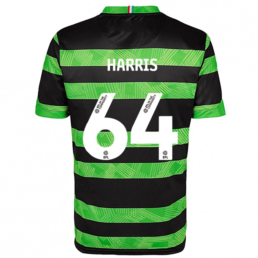 Danxen Uomo Maglia Conor Harris #64 Nero Verde Kit Gara Away 2025/26 Maglietta