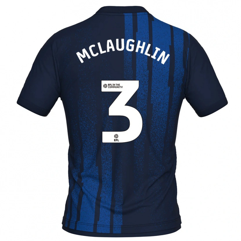 Danxen Uomo Maglia Stephen Mclaughlin #3 Blu Navy Bianco Kit Gara Away 2025/26 Maglietta