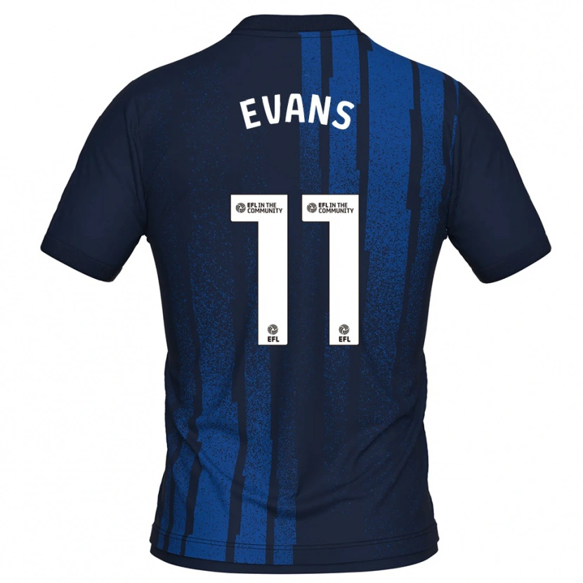 Danxen Uomo Maglia Will Evans #11 Blu Navy Bianco Kit Gara Away 2025/26 Maglietta