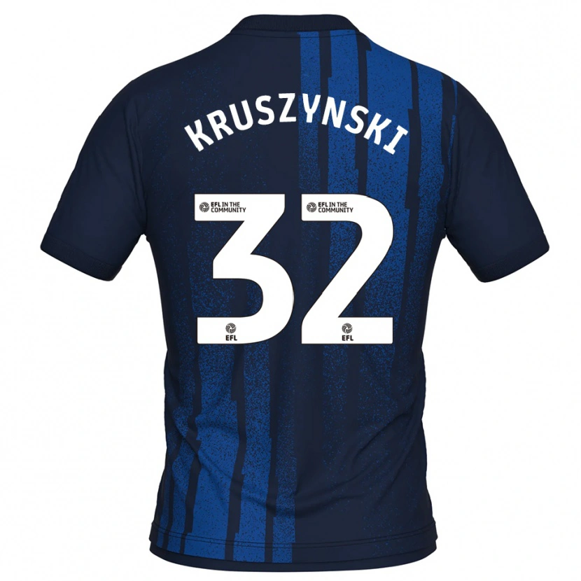 Danxen Uomo Maglia Jakub Kruszynski #32 Blu Navy Bianco Kit Gara Away 2025/26 Maglietta
