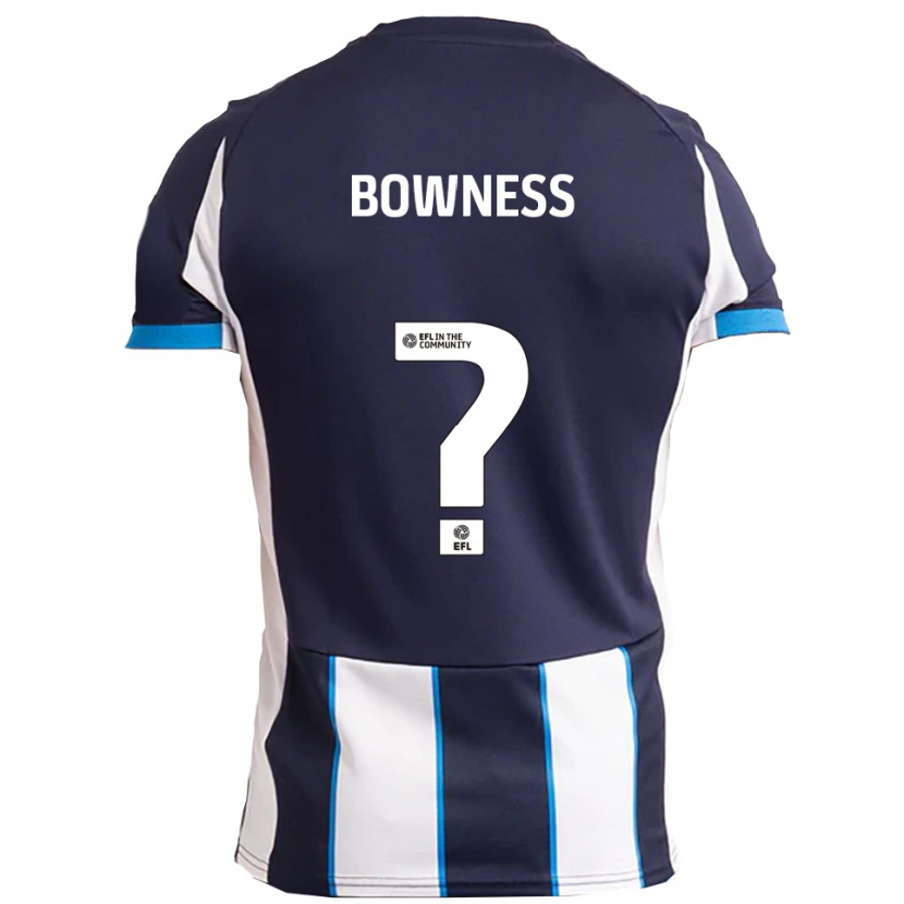 Danxen Uomo Maglia Faye Bowness #0 Bianco Blu Navy Kit Gara Away 2025/26 Maglietta