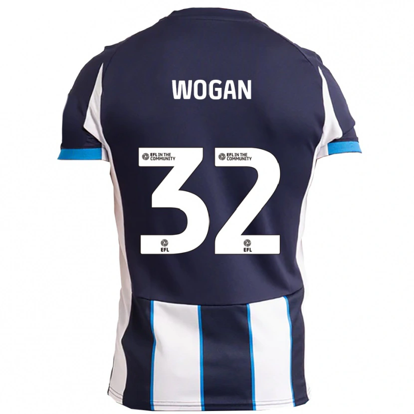 Danxen Uomo Maglia Andrew Wogan #32 Bianco Blu Navy Kit Gara Away 2025/26 Maglietta