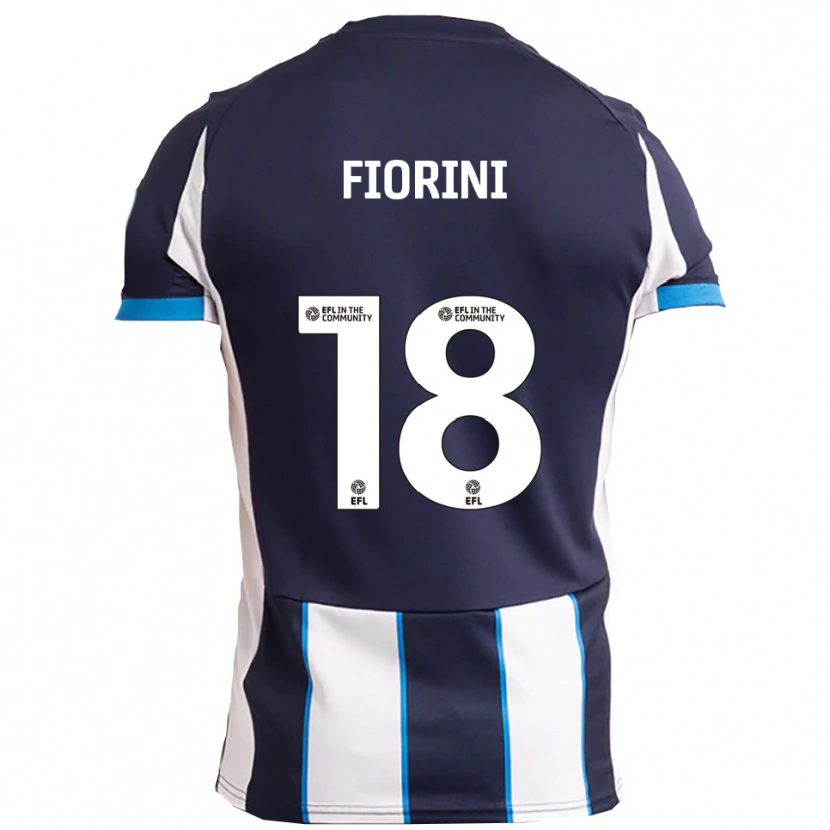 Danxen Uomo Maglia Lewis Fiorini #18 Bianco Blu Navy Kit Gara Away 2025/26 Maglietta