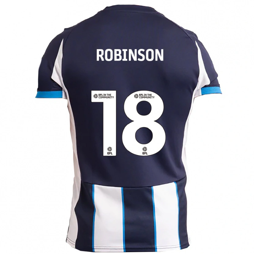 Danxen Uomo Maglia Josh Robinson #18 Bianco Blu Navy Kit Gara Away 2025/26 Maglietta