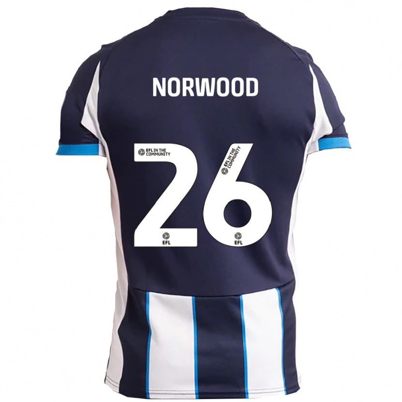 Danxen Uomo Maglia Oliver Norwood #26 Bianco Blu Navy Kit Gara Away 2025/26 Maglietta