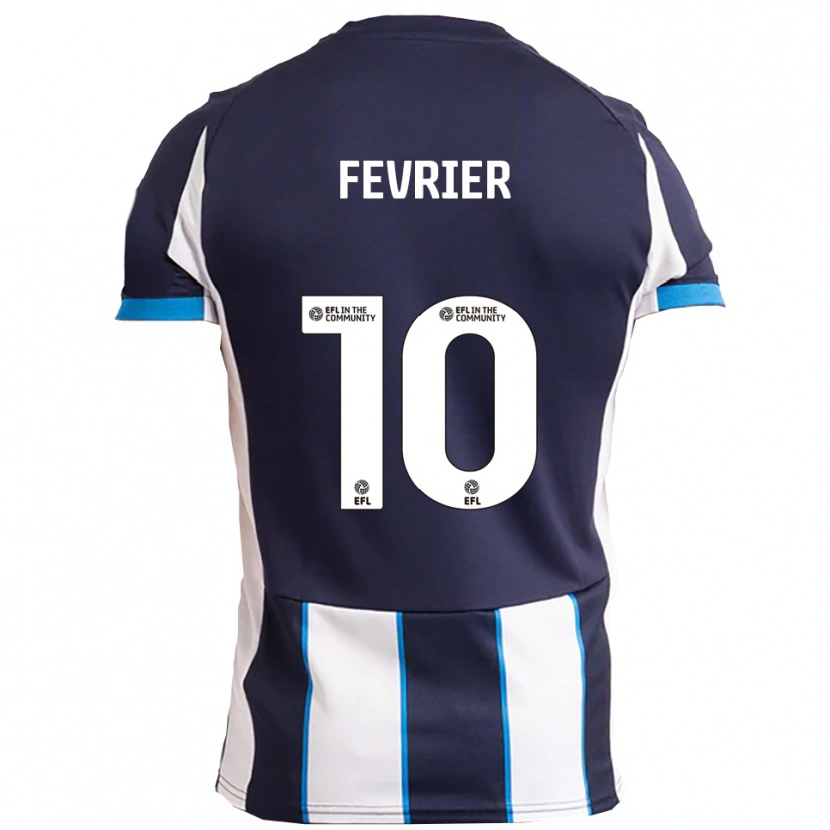 Danxen Uomo Maglia Jayden Fevrier #10 Bianco Blu Navy Kit Gara Away 2025/26 Maglietta