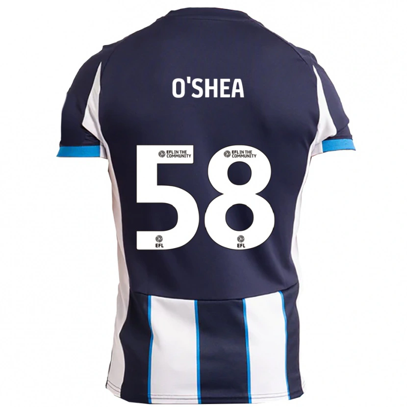 Danxen Uomo Maglia Cian O'shea #58 Bianco Blu Navy Kit Gara Away 2025/26 Maglietta