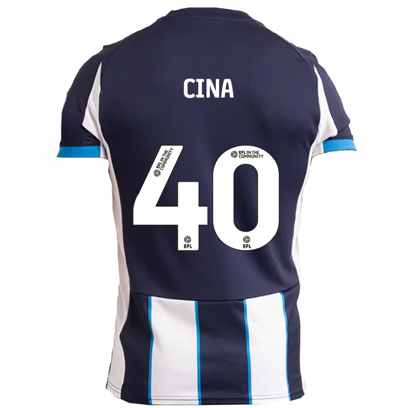 Danxen Uomo Maglia Bruno Cina #40 Bianco Blu Navy Kit Gara Away 2025/26 Maglietta