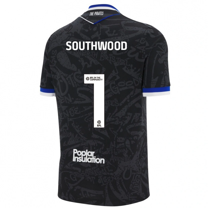 Danxen Uomo Maglia Luke Southwood #1 Nero Bianco Kit Gara Away 2025/26 Maglietta