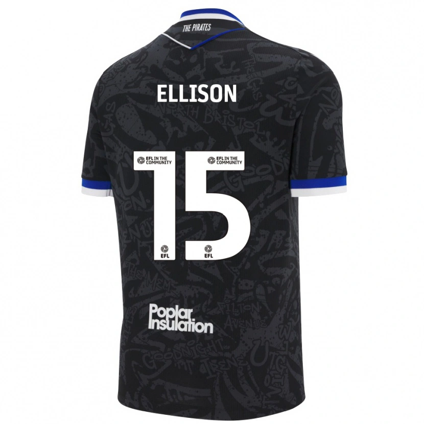 Danxen Uomo Maglia Dan Ellison #15 Nero Bianco Kit Gara Away 2025/26 Maglietta
