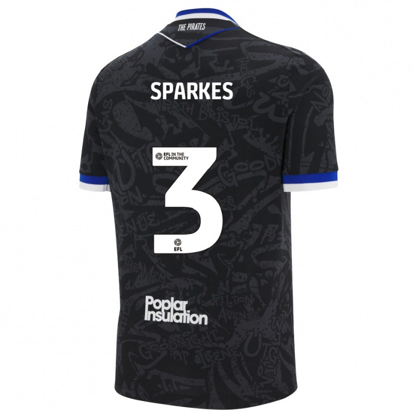 Danxen Uomo Maglia Jack Sparkes #3 Nero Bianco Kit Gara Away 2025/26 Maglietta