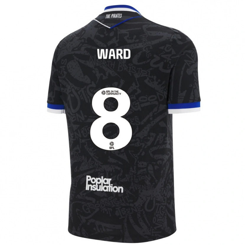 Danxen Uomo Maglia Grant Ward #8 Nero Bianco Kit Gara Away 2025/26 Maglietta