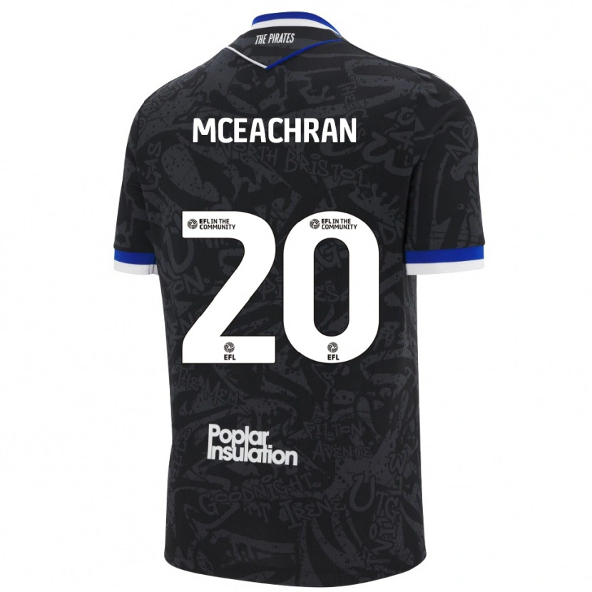 Danxen Uomo Maglia Josh Mceachran #20 Nero Bianco Kit Gara Away 2025/26 Maglietta