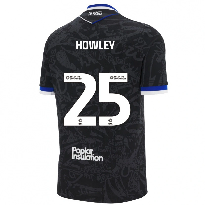 Danxen Uomo Maglia Ryan Howley #25 Nero Bianco Kit Gara Away 2025/26 Maglietta