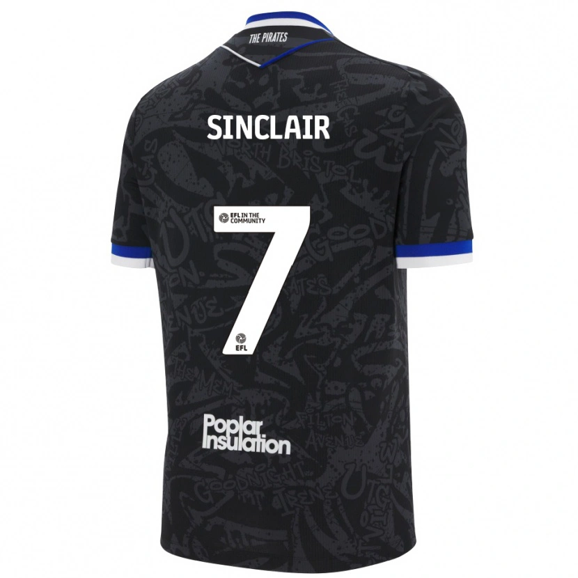 Danxen Uomo Maglia Scott Sinclair #7 Nero Bianco Kit Gara Away 2025/26 Maglietta