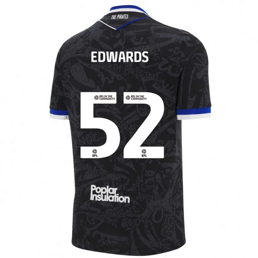 Danxen Uomo Maglia Max Edwards #52 Nero Bianco Kit Gara Away 2025/26 Maglietta