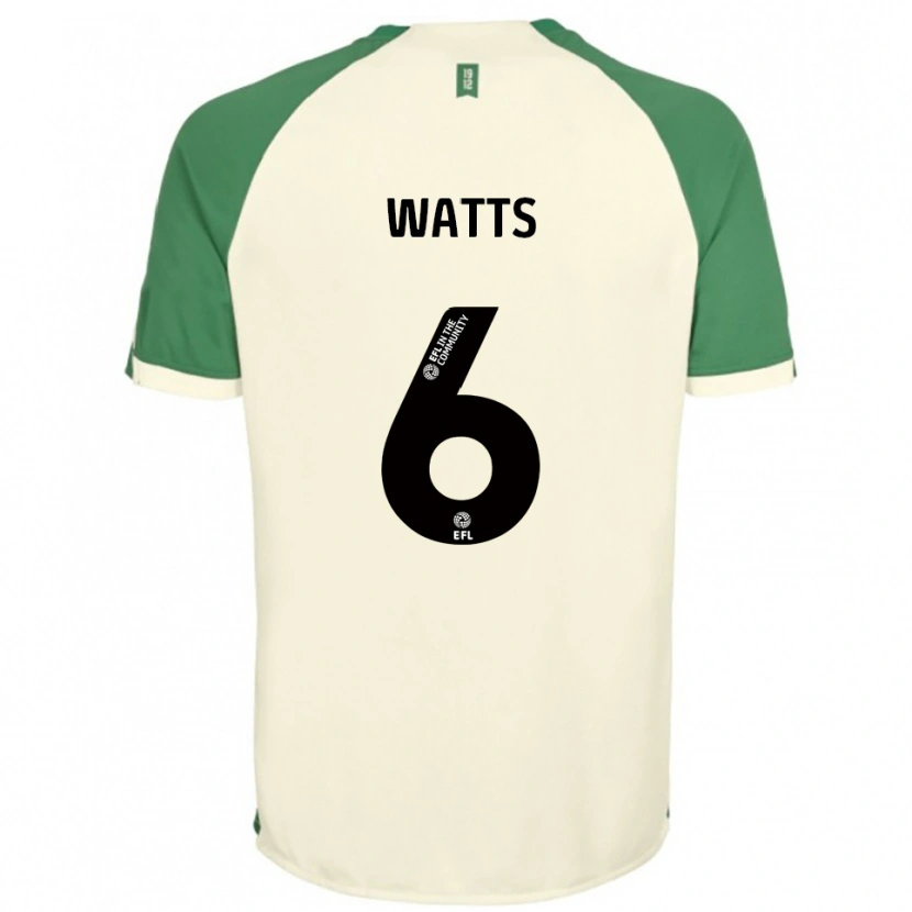 Danxen Uomo Maglia Kell Watts #6 Bianco Sporco Verde Kit Gara Away 2025/26 Maglietta