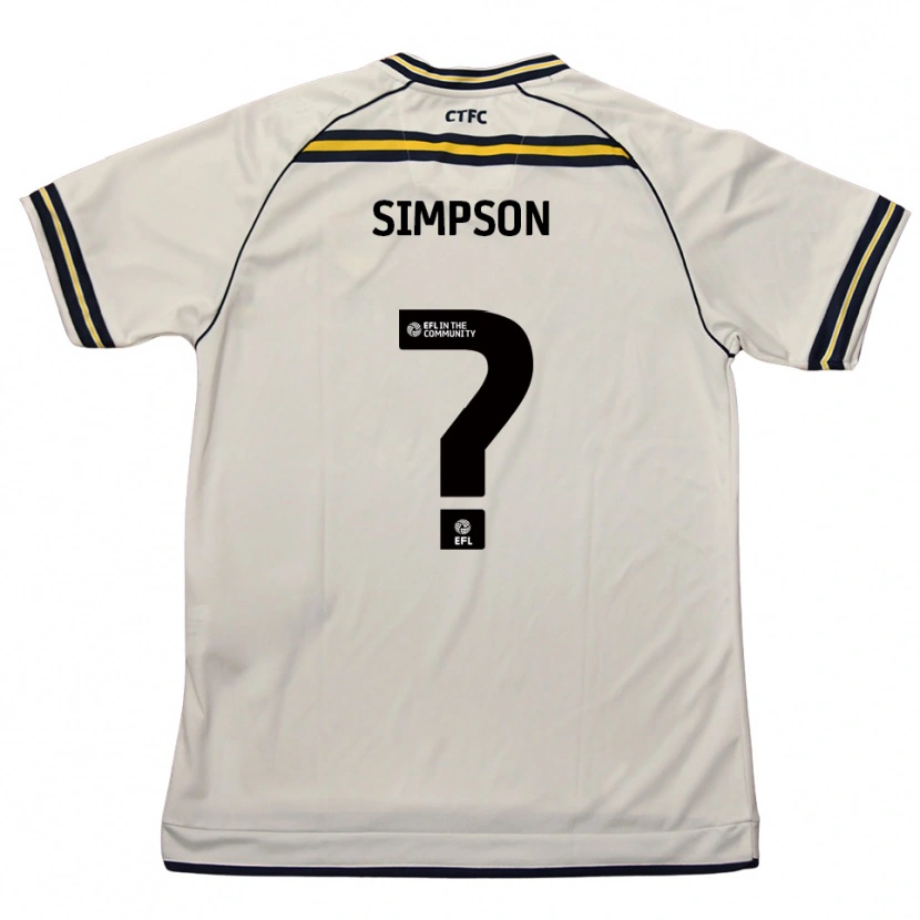 Danxen Uomo Maglia Jay Simpson #0 Bianco Blu Navy Kit Gara Away 2025/26 Maglietta