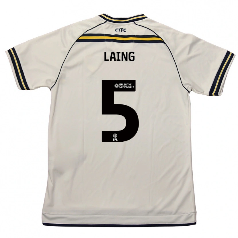 Danxen Uomo Maglia Levi Laing #5 Bianco Blu Navy Kit Gara Away 2025/26 Maglietta
