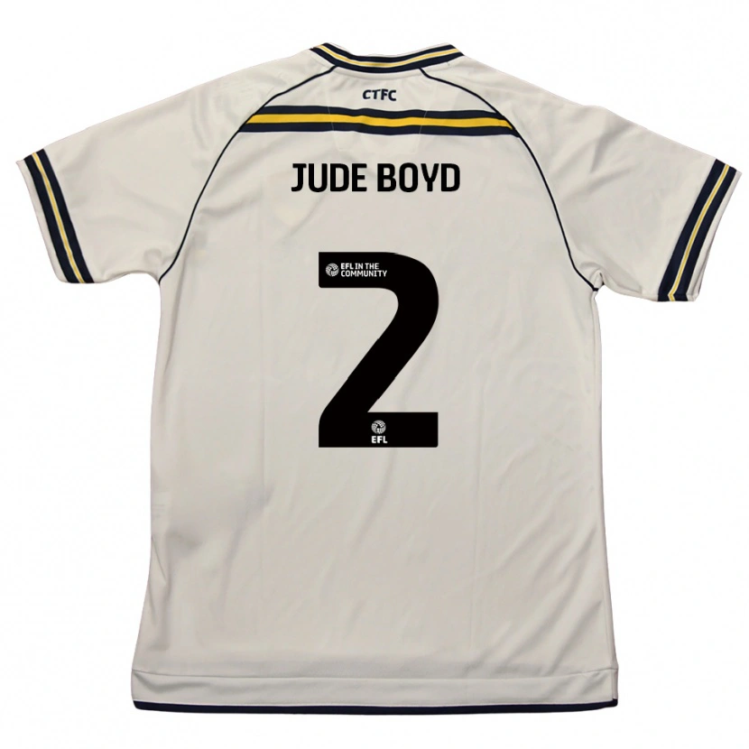 Danxen Uomo Maglia Arkell Jude-Boyd #2 Bianco Blu Navy Kit Gara Away 2025/26 Maglietta