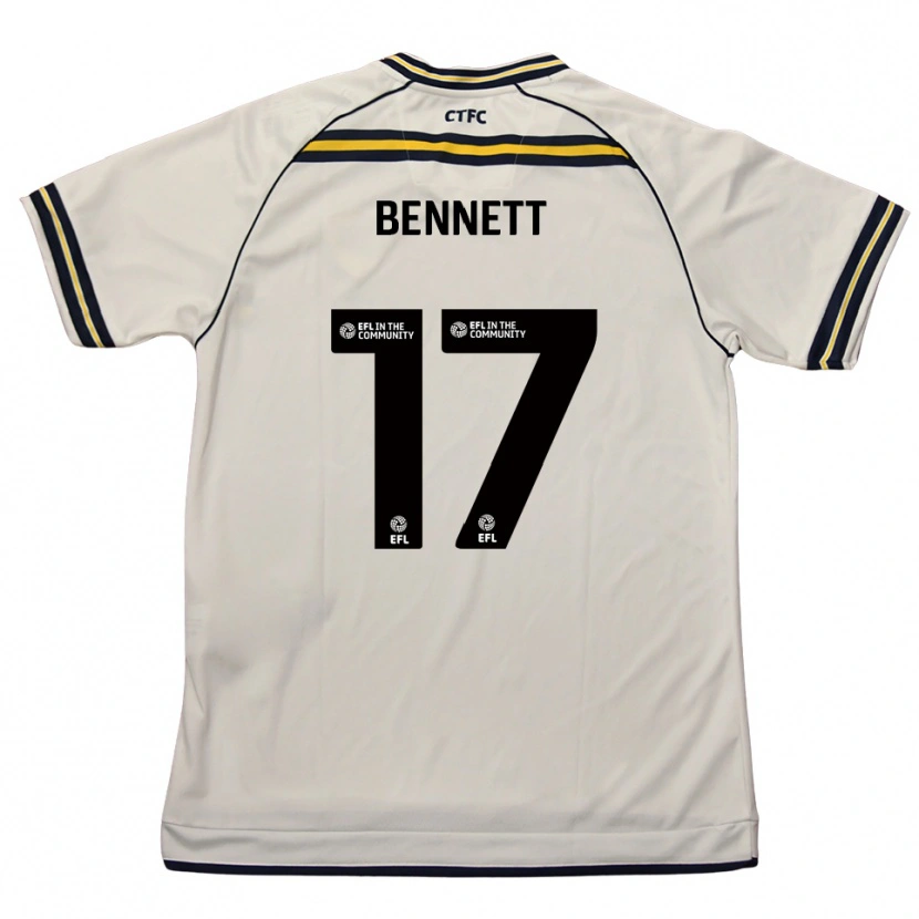 Danxen Uomo Maglia Scot Bennett #17 Bianco Blu Navy Kit Gara Away 2025/26 Maglietta
