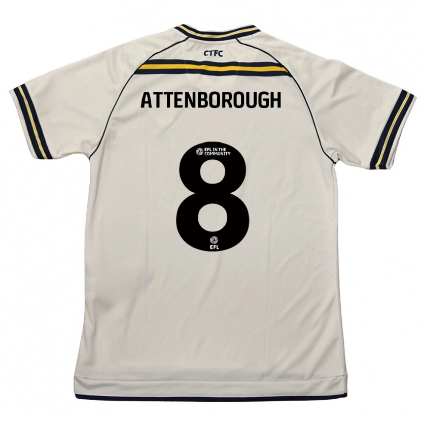 Danxen Uomo Maglia Megan Attenborough #8 Bianco Blu Navy Kit Gara Away 2025/26 Maglietta