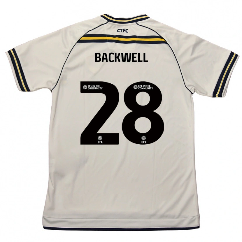 Danxen Uomo Maglia Tommy Backwell #28 Bianco Blu Navy Kit Gara Away 2025/26 Maglietta