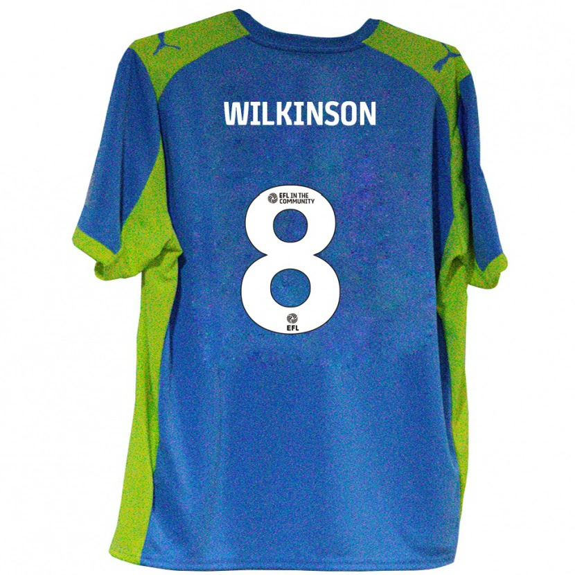Danxen Uomo Maglia Rylee Wilkinson #8 Azzurro Giallo Kit Gara Away 2025/26 Maglietta