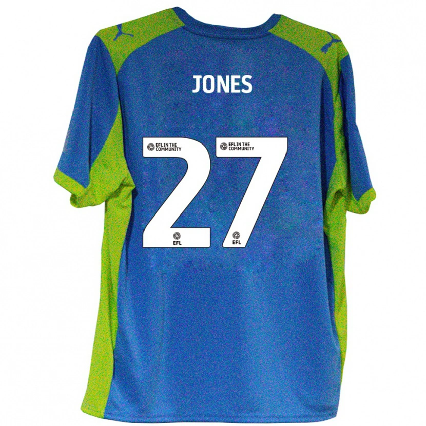 Danxen Uomo Maglia Billy Jones #27 Azzurro Giallo Kit Gara Away 2025/26 Maglietta