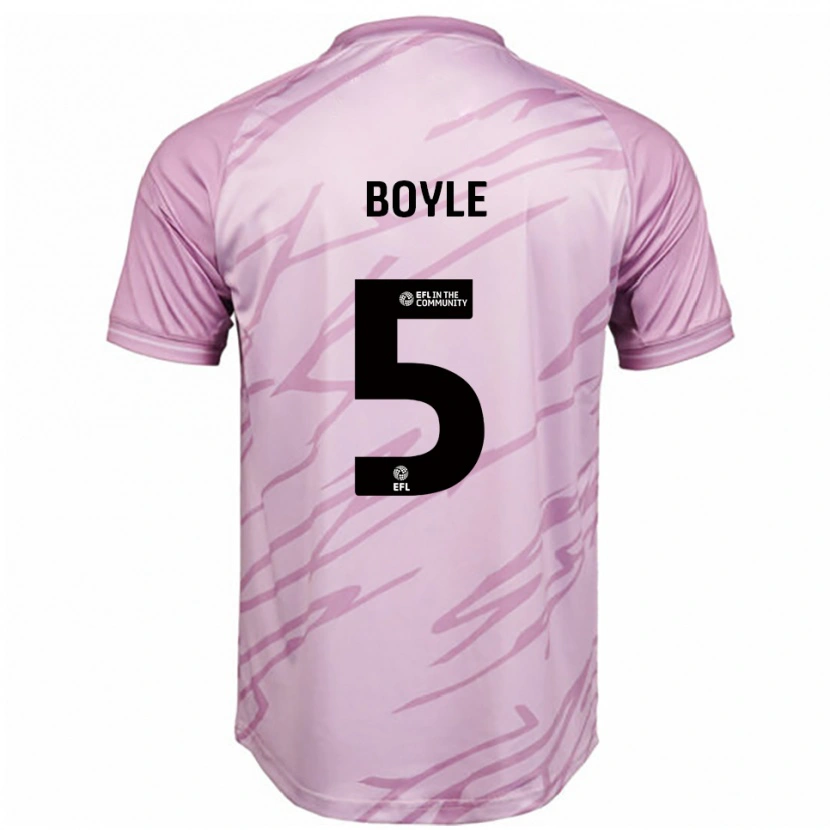 Danxen Uomo Maglia Will Boyle #5 Rosa Nero Kit Gara Away 2025/26 Maglietta