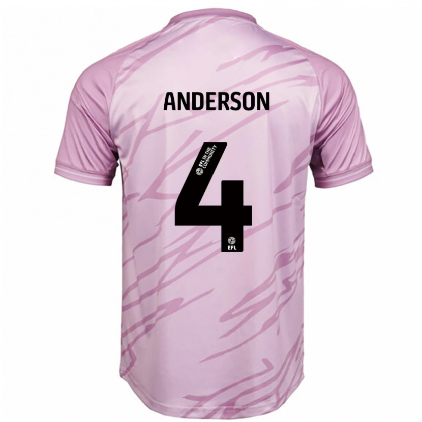 Danxen Uomo Maglia Tom Anderson #4 Rosa Nero Kit Gara Away 2025/26 Maglietta