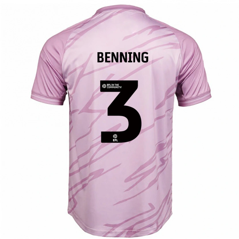Danxen Uomo Maglia Mal Benning #3 Rosa Nero Kit Gara Away 2025/26 Maglietta