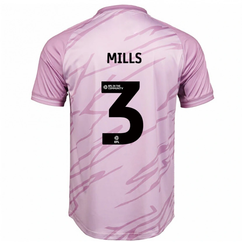 Danxen Uomo Maglia Kiera Mills #3 Rosa Nero Kit Gara Away 2025/26 Maglietta