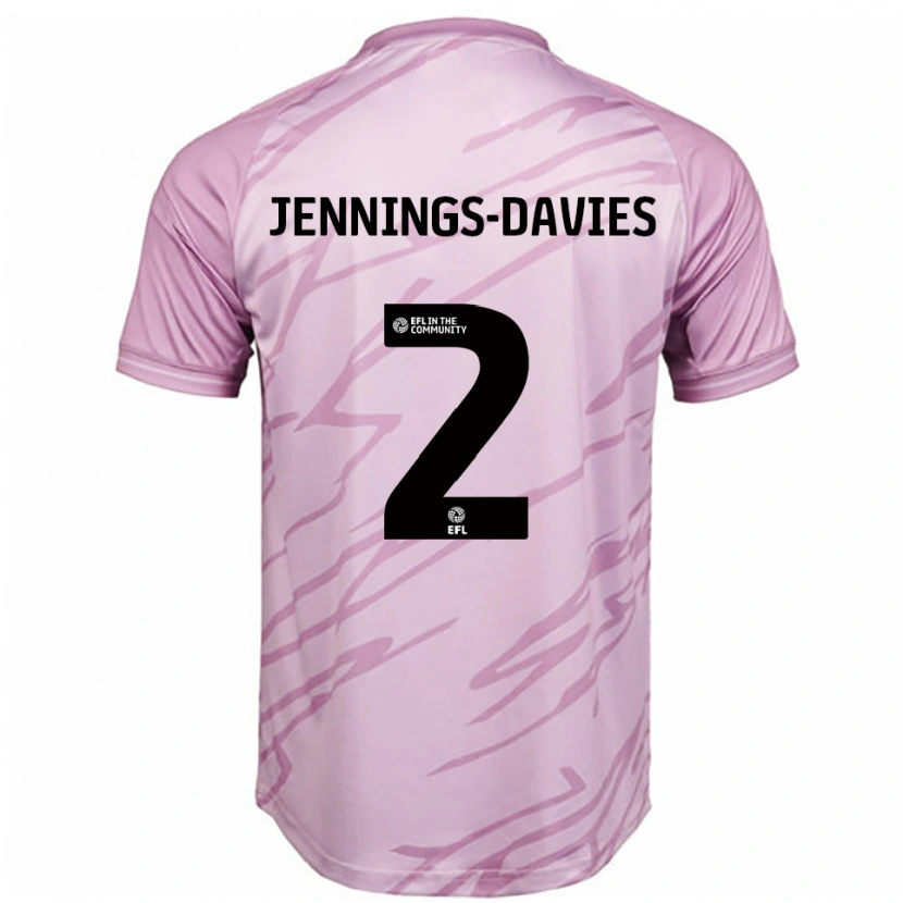 Danxen Uomo Maglia Emily-Grace Jennings-Davies #2 Rosa Nero Kit Gara Away 2025/26 Maglietta