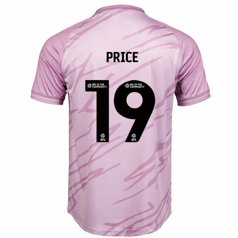 Danxen Uomo Maglia Jack Price #19 Rosa Nero Kit Gara Away 2025/26 Maglietta