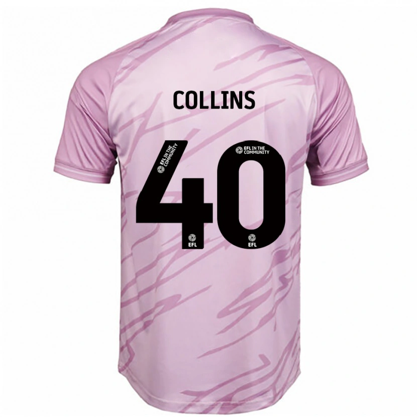 Danxen Uomo Maglia Jude Collins #40 Rosa Nero Kit Gara Away 2025/26 Maglietta