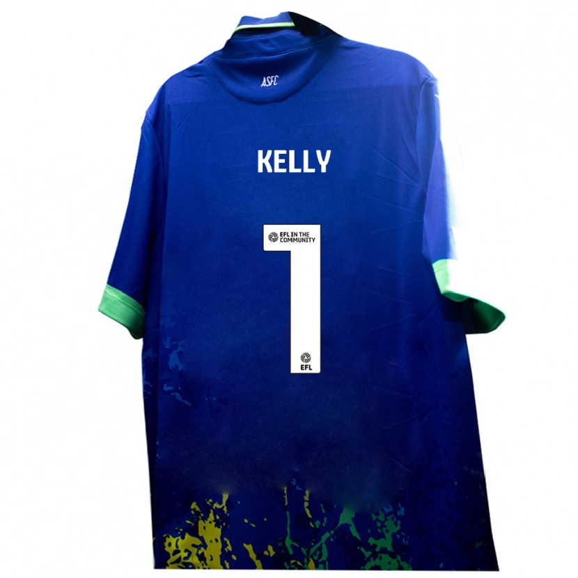 Danxen Uomo Maglia Michael Kelly #1 Blu Giallo Kit Gara Away 2025/26 Maglietta