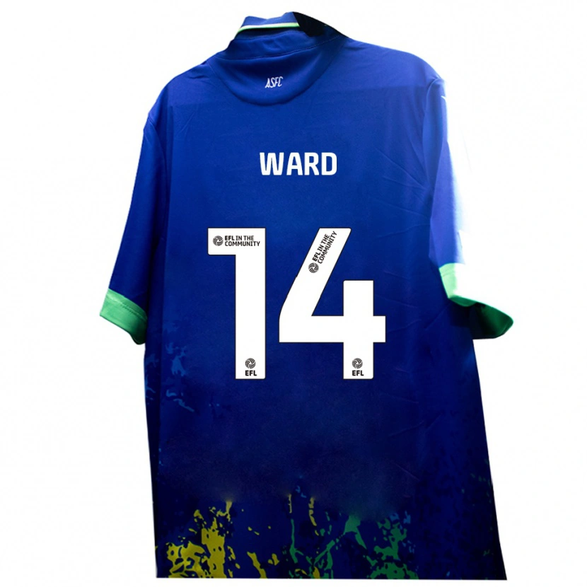 Danxen Uomo Maglia Benn Ward #14 Blu Giallo Kit Gara Away 2025/26 Maglietta