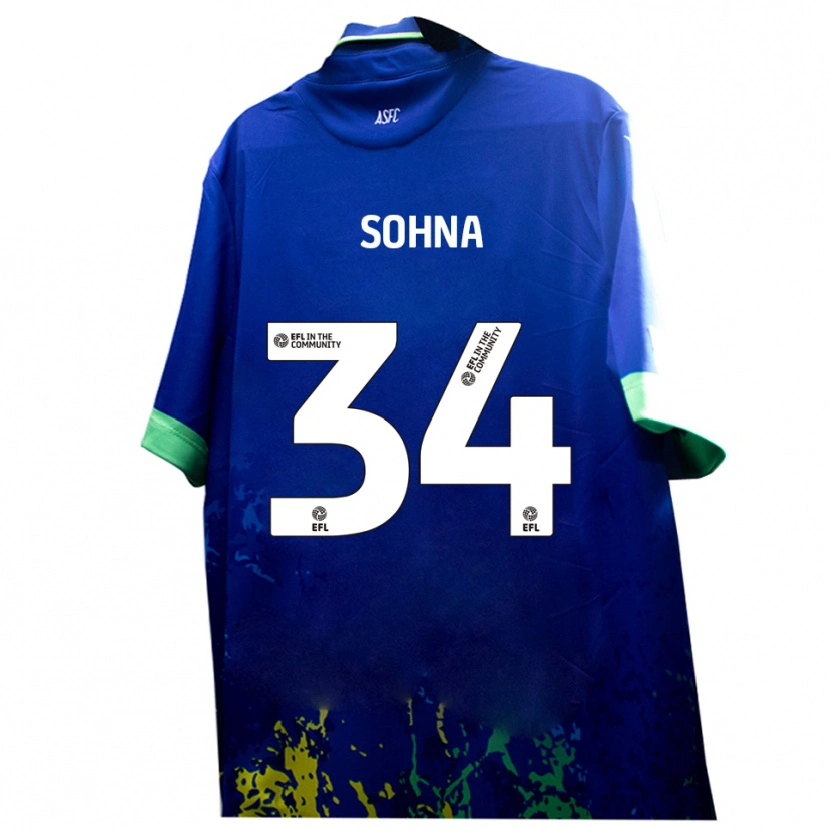 Danxen Uomo Maglia Sheikh Sohna #34 Blu Giallo Kit Gara Away 2025/26 Maglietta