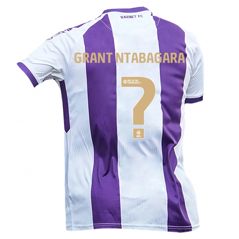 Danxen Uomo Maglia Kaela Grant Ntabagara #0 Bianco Viola Kit Gara Away 2025/26 Maglietta
