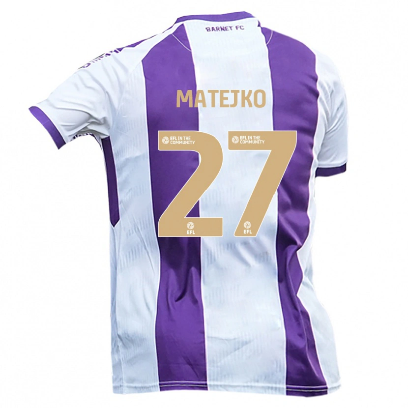 Danxen Uomo Maglia Patrick Matejko #27 Bianco Viola Kit Gara Away 2025/26 Maglietta