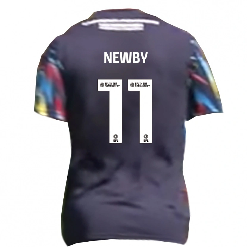 Danxen Uomo Maglia Elliot Newby #11 Blu Navy Giallo Rosso Kit Gara Away 2025/26 Maglietta